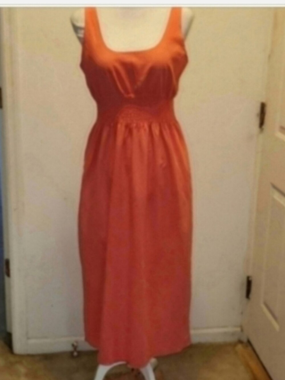 Pomander Place Coral-Orange Sleeveless Maxi Dress Medium